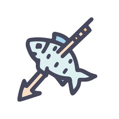 underwater hunting color vector doodle simple icon