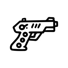 traumatic pistol line vector doodle simple icon