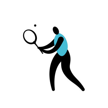 tennis player icon vector. man holding a tennis racket. figure of a man on a white background. sport