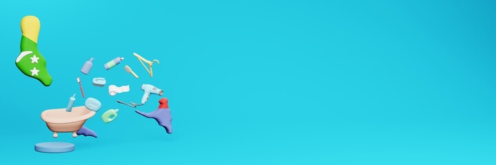 3d rendering of using bathroom equipment in Comoros for data display social media and website cover