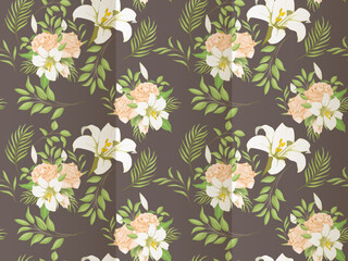 Beautifull Seamless Pattern Design With Lily Flower