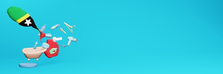 3d rendering of using bathroom equipment in Saint Kitts and Nevis for data display social media and website cover