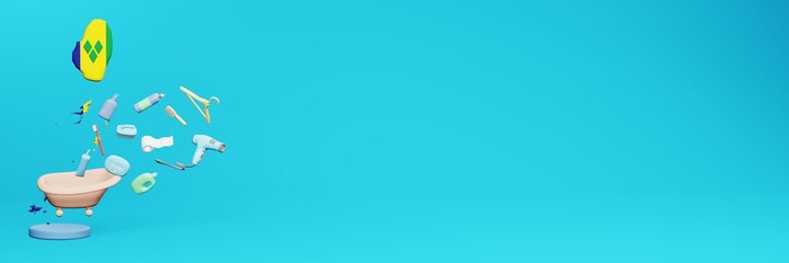 3d rendering of using bathroom equipment in Saint Vincent and The Grenadines for data display social media and website cover