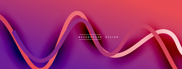 Abstract gradient background with wave line with shadow effect. Geometric composition. 3D shadow effects and fluid gradients