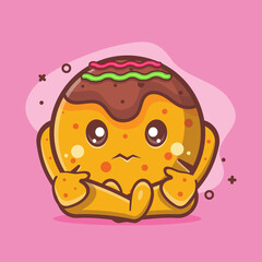 sad takoyaki food character mascot isolated cartoon in flat style design