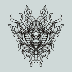 tattoo and t shirt design black and white hand drawn gas mask engraving ornament