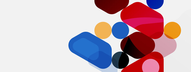 Abstract round geometric shapes and circles background. Trendy techno business template for wallpaper, banner, background or landing
