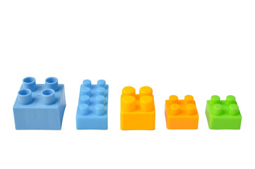 Colorful toy building blocks isolated on a white background. Game for development