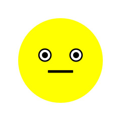 Confused emoji. Yellow face. Chat symbol. Message button. Communication background. Vector illustration. Stock image. 