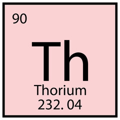 Thorium icon. Chemical sign. Mendeleev table. Square frame. Light pink background. Vector illustration. Stock image.  © Полякевич Олена
