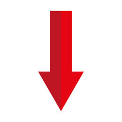 Red arrow down icon. Direction cursor sign. Navigation concept. Realistic design. Vector illustration. Stock image.  © Kravchenko