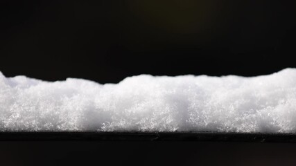 The snow accumulated on the iron sks melts and disappears