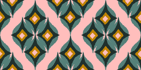 Ikat seamless pattern traditional pattern background. Beautiful Ethnic abstract ikat art. African rug texture vector ethnic tribal pattern seamless in Aztec style folk embroidery indian decoration.
