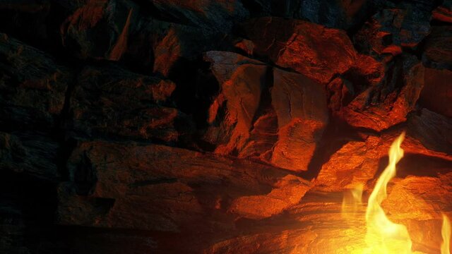 Fire In Cave Fantasy Background