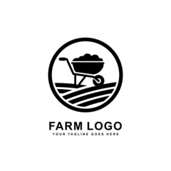 Farm logo. Wheelbarrow logo vector