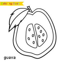 Fruit coloring worksheet page. Coloring cute fruit worksheet page. Educational printable colouring worksheet. Vector illustration.