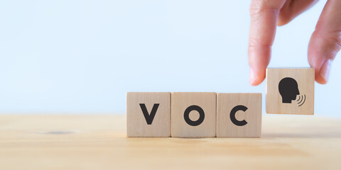 Voice of customer concept.  Consumer feedback, marketing communication. Improve and develop...