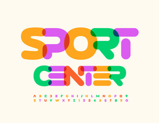 Vector unique logo Sport Center with artistic Font. Watercolor Alphabet Letters and Numbers set