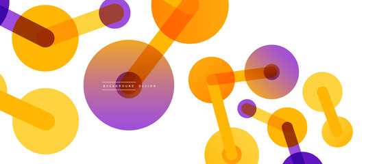 Line points connections geometric abstract background. Circles connected by lines. Trendy techno business template for wallpaper, banner, background or landing
