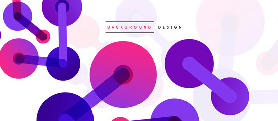 Line points connections geometric abstract background. Circles connected by lines. Trendy techno business template for wallpaper, banner, background or landing