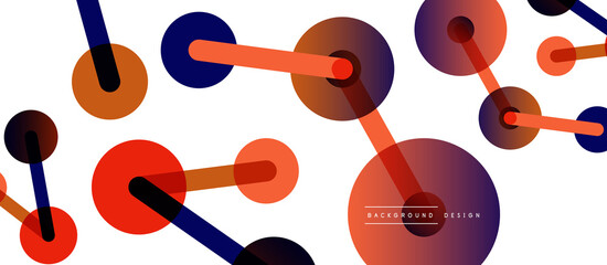 Line points connections geometric abstract background. Circles connected by lines. Trendy techno business template for wallpaper, banner, background or landing