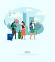 Flat Illustration character traveling with family