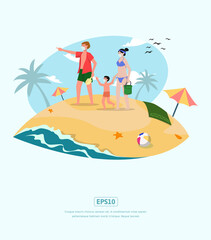 Flat Illustration character traveling with family