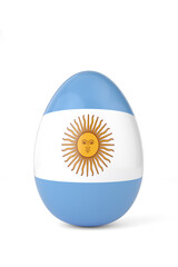 Argentina national flag on egg. 3D rendering. 3D illustration.