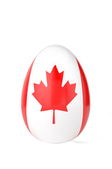 Canada national flag on egg. 3D rendering. 3D illustration.