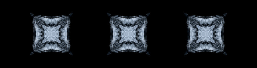 Banner,abstract curls and clouds of smoke forming fantastic silhouettes.