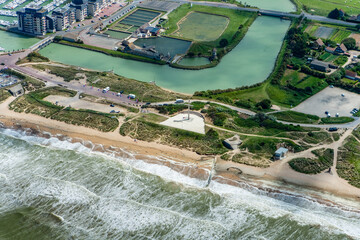 Aerial view of Juno Beach, Anglo Canadian landing beach in Normandy. France