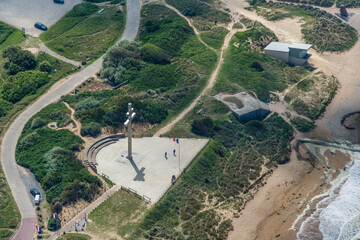 Aerial view of Juno Beach, Anglo Canadian landing beach in Normandy. France