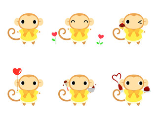 バレンタインのサルアイコン