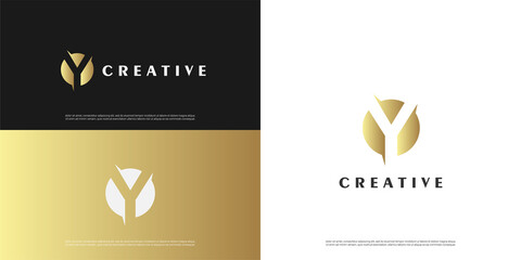 letter Y logo Negative space design, Minimalist Y initial based vector icon.