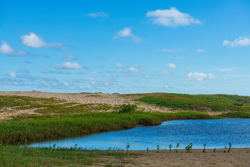 Rio e areia da Praia