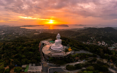 Phuket Big Buddha is one of the island most important and revered landmarks on the island..Phuket big Buddha is on the top of high mountain can see around the Phuket island © Washburn