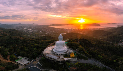Phuket Big Buddha is one of the island most important and revered landmarks on the island..Phuket big Buddha is on the top of high mountain can see around the Phuket island © Washburn