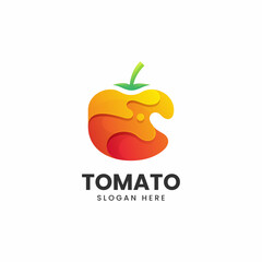 Vector Logo Illustration Tomato Gradient Colorful Style.