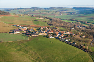 Obraz premium Bezaumont, Chateau de Villeauval. Aerial Lorraine France