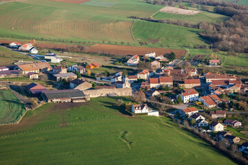 Fototapeta na wymiar Bezaumont, Chateau de Villeauval. Aerial Lorraine France