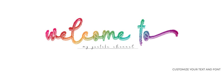Welcome colorful gradient card editable text effect background vector