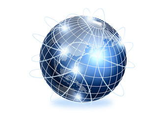 地球のグローバルネットワーク、グローバルコミュニケーション、通信ネットワークイメージ、An Asian edition.