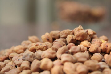Closeup shot of a bunch of chickpeas