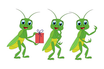 cute grasshopper animal cartoon graphic