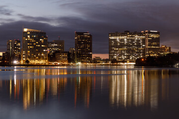 Downtown Oakland Skyline and Reflections via Lake Merritt