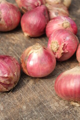 Closeup shot of a bunch of red onions