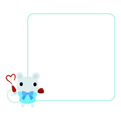 バレンタインのネズミ　フレーム付