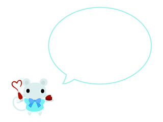 バレンタインのネズミ　吹き出し付