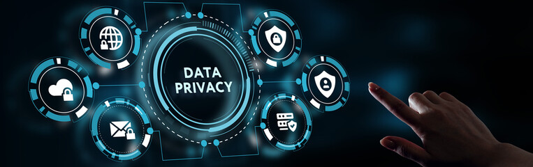 Cyber security data protection business technology privacy concept. Young businessman  select the...