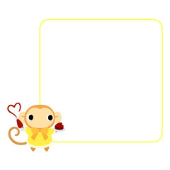 バレンタインのサル　フレーム付